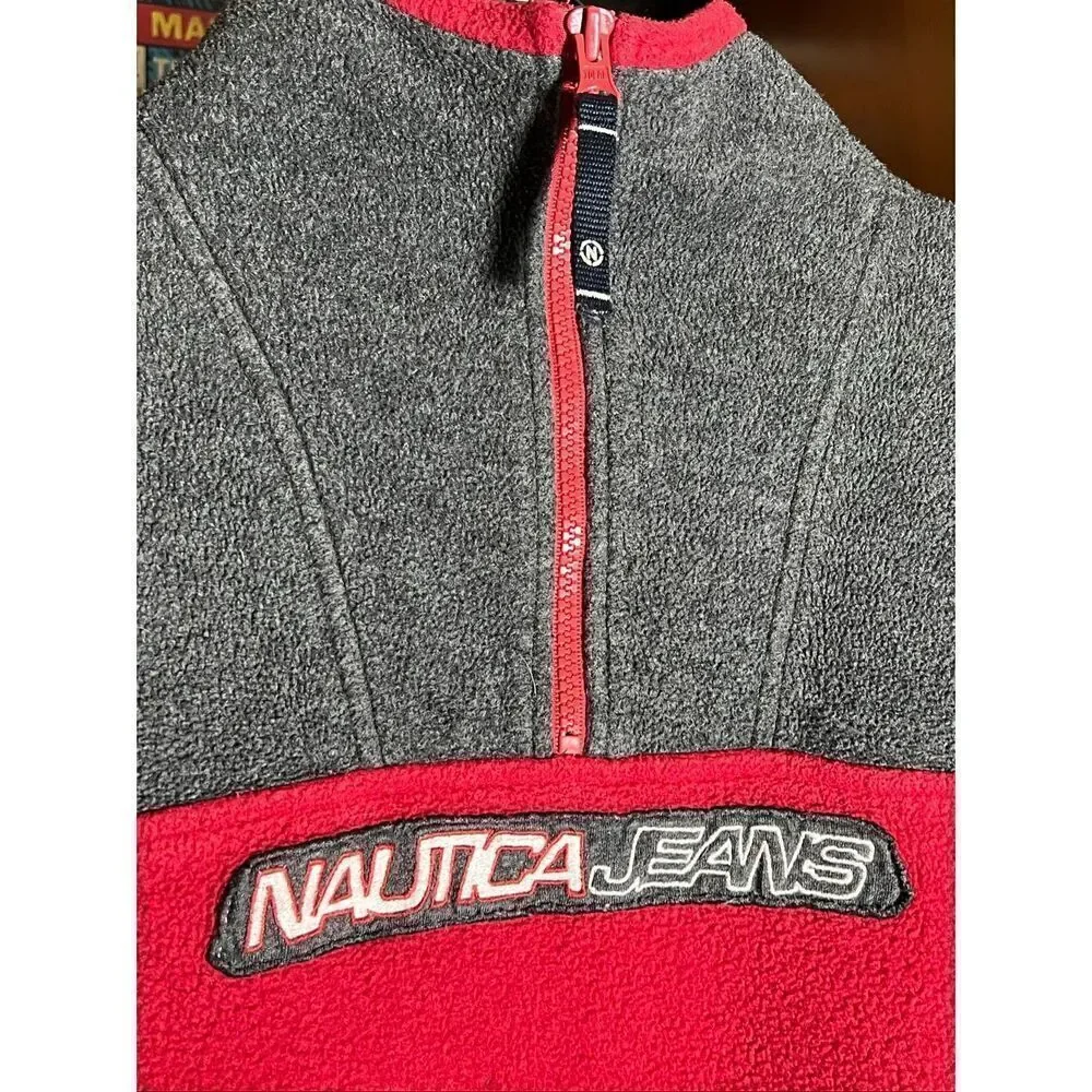 Vintage Nautica Fleece Quarter Zip Pullover Sweater